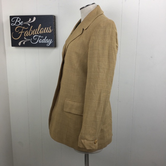Vintage Jones New York Mustard Glen Plaid Blazer - Picture 4 of 8